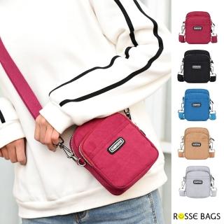 【Rosse Bags】多功能mini尼龍單肩斜背小包(現+預 黑 / 藍 / 米 / 灰 / 酒紅)