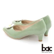 【bac】時髦尖頭小雛菊裝飾漆皮中跟鞋(果綠)