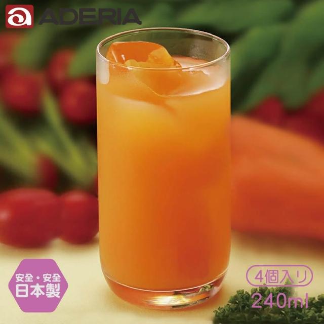 【ADERIA】日本製 切立湯吞玻璃杯 4入組(240ml)