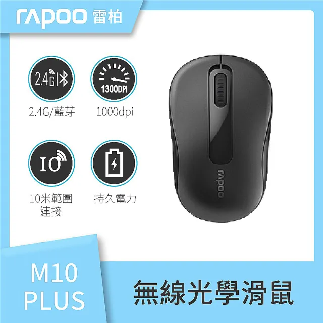 【rapoo 雷柏】M10 Plus 2.4GHz 無線滑鼠(黑/白藍/白紅)