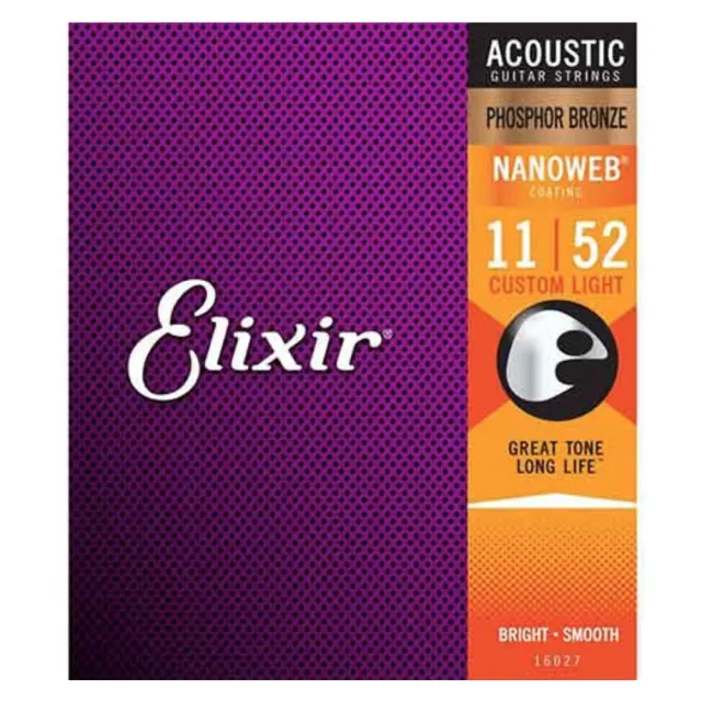 【ELIXIR】EXXF-16027 Nanoweb 薄包覆 磷青銅 木吉他套弦 11-52(原廠公司貨 商品保固有保障)