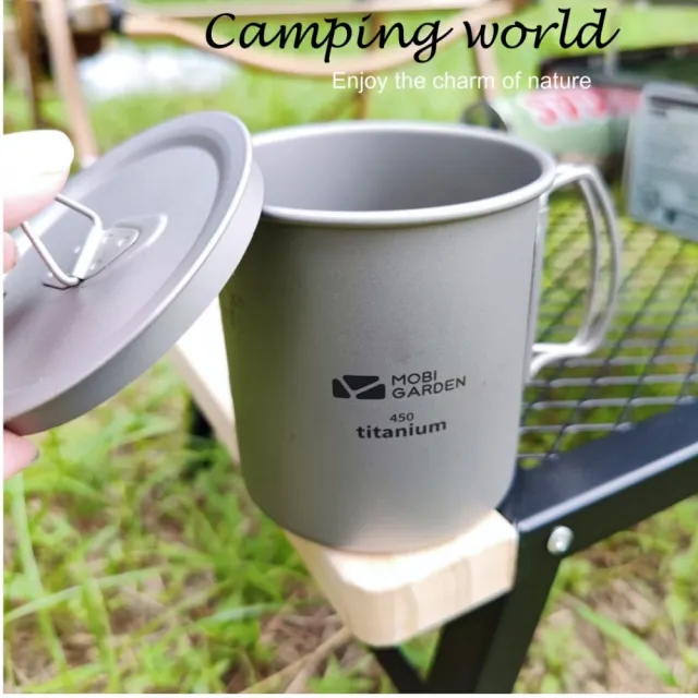 【May shop】大款 咖啡杯戶外野營可燒水可折疊帶蓋鈦杯