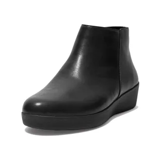 【FitFlop】SUMI LEATHER ANKLE BOOTS 簡約皮革短靴-女(靓黑色)