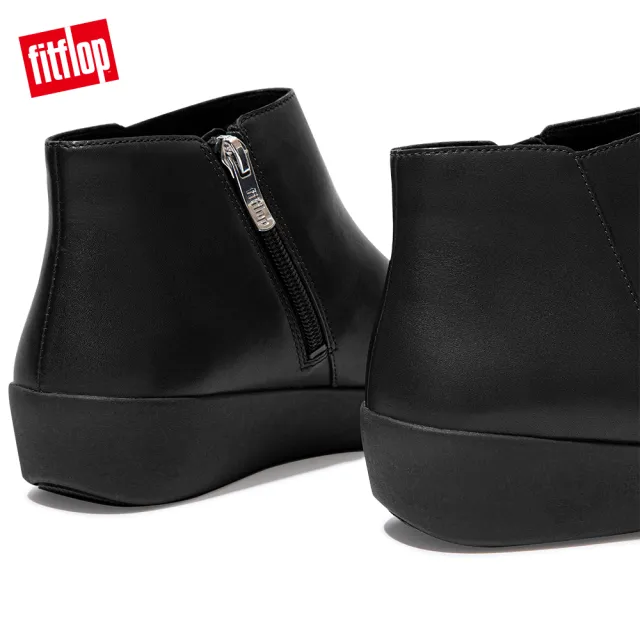 【FitFlop】SUMI LEATHER ANKLE BOOTS 簡約皮革短靴-女(靓黑色)