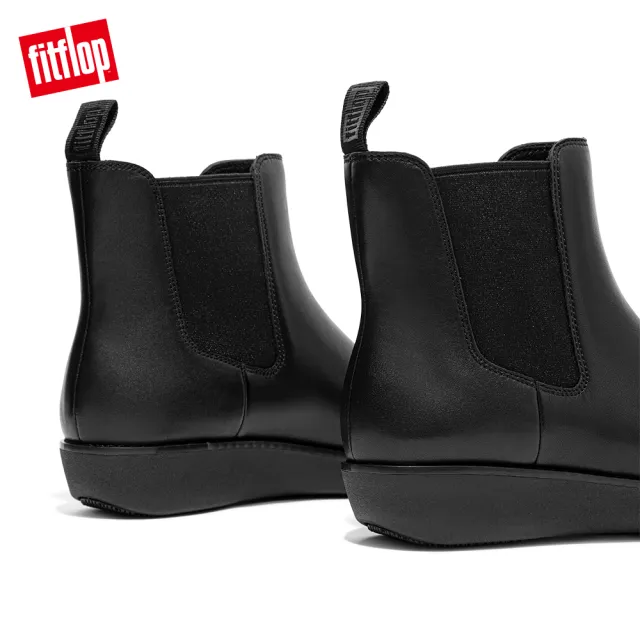 【FitFlop】SUMI LEATHER CHELSEA BOOTS 簡約造型裸靴-女(靓黑色)