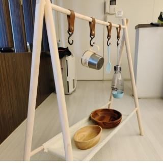 【May shop】戶外木置物掛鉤架折疊三腳架野營燒烤工具大號置物架