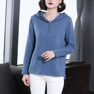 【Paiya 派亞】現貨帽T中年媽媽薄款休閒寬鬆長袖上衣(M-4XL)