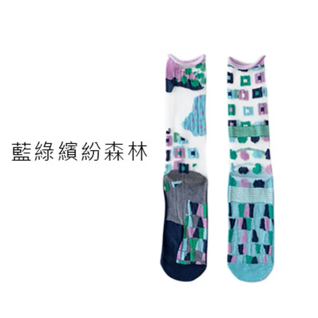 【OT SHOP】女款刺繡圖案透膚中筒絲襪 玻璃襪 M1144(春夏潮流配件 撞色 捲邊襪口 個性設計 多款可選 襪子)