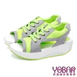 【YOBAR】運動風網紗透氣設計款反絨皮搖搖涼鞋(綠)