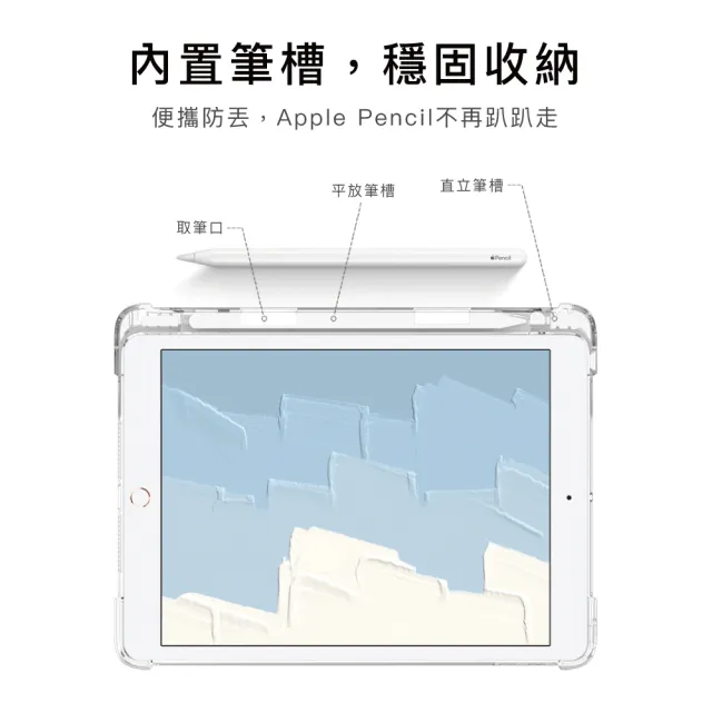 【BOJI 波吉】iPad 7/8/9 10.2吋 三折式內置筆槽透明氣囊軟殼 復古油畫款