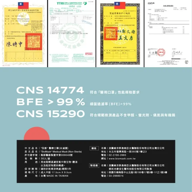 【BioMask保盾】醫療口罩 橘色 成人用 30片/盒 未滅菌(醫療級、雙鋼印、台灣製造)