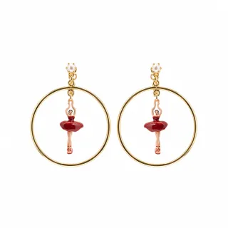 【Les Nereides】迷你芭蕾-紅色圈型耳環