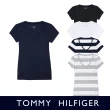 【Tommy Hilfiger】TOMMY 經典V領刺繡小LOGO素面短袖T恤-女-多色組(平輸品)