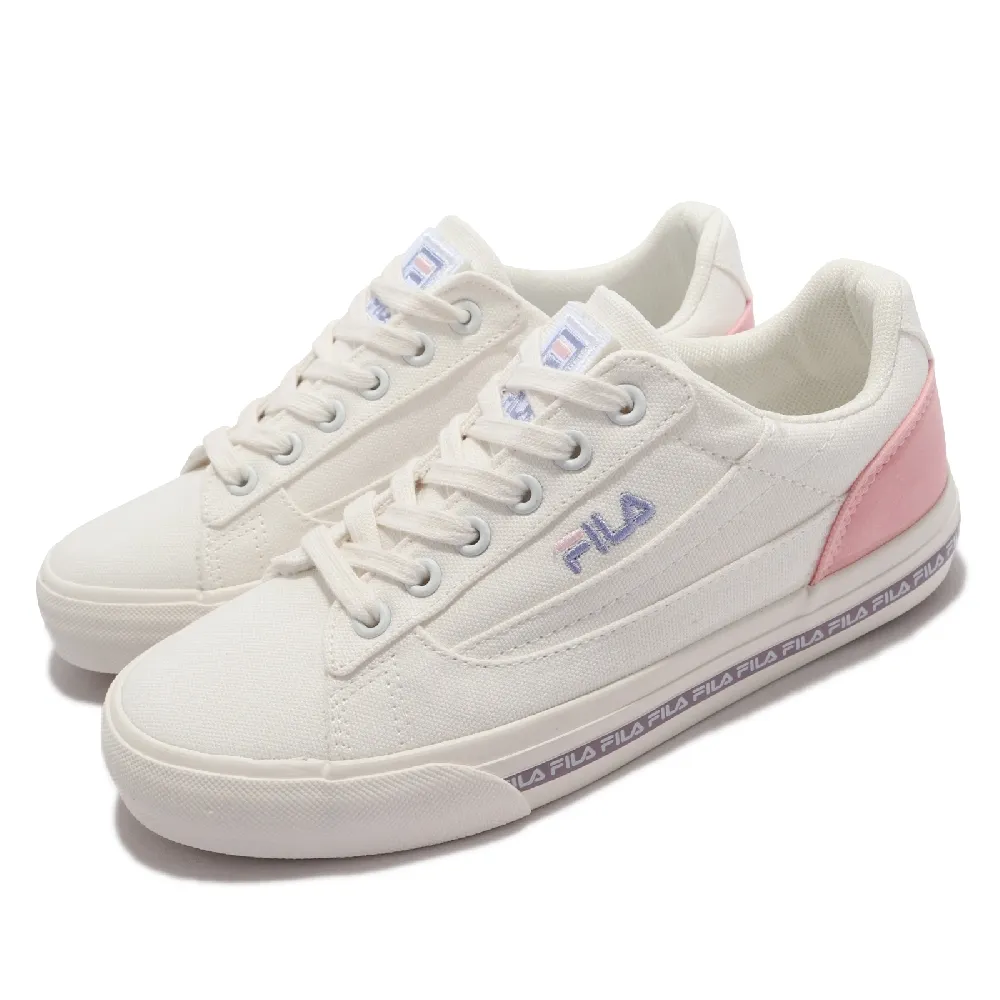 【FILA】休閒鞋 Classic Kicks L 2.0 女鞋 斐樂 韓版 簡約帆布鞋 電繡Logo 緩震 白粉(5C932V195)