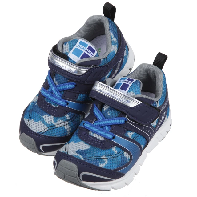 【布布童鞋】日本TSUKIHOSHI迷彩海軍藍色兒童機能運動鞋(I1H0A5B)