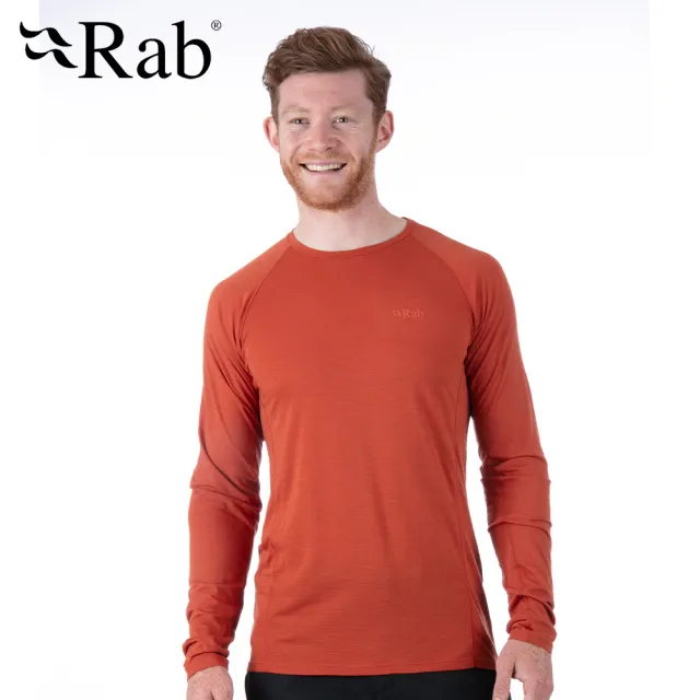 【RAB】Forge LS Tee 長袖羊毛透氣排汗衣 男款 紅土 #QBU85