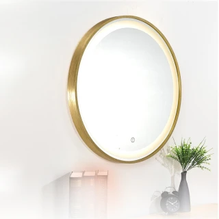 【H&R 安室家】60cm里昂 智能LED發光觸控圓型燈鏡 ZA0201(掛鏡/浴鏡/化妝鏡/鏡子)