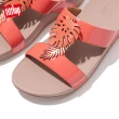 【FitFlop】LOTTIE  JUNGLE LEAF SLIDES 熱帶葉飾H型雙帶涼鞋-女(珊瑚粉)