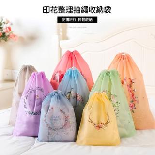 【PS Mall】印花整理抽繩收納袋 L 37*41cm 拉繩束口袋 衣物整理 2入(J3085)