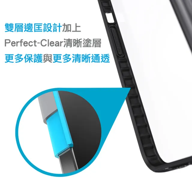 【Speck】iPhone 13 Pro Max 6.7” Presidio Perfect-Clear Geo 透明抗菌4米防摔保護殼 黑框(iPhone保護殼)