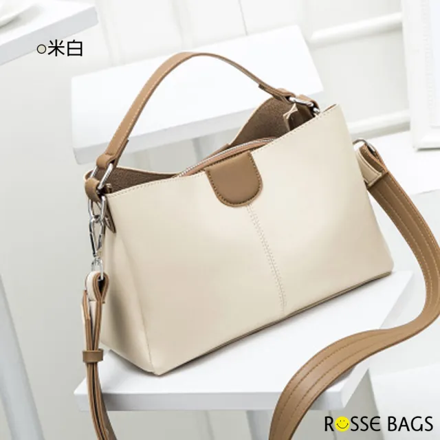 【Rosse Bags】休閒時尚撞色子母手提單肩包(現+預  米白 / 紅色 / 黑色 / 綠色)