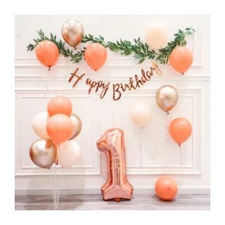 韓系玫瑰金寶貝生日氣球組1組-數字任選(生日氣球 派對佈置 寶寶周歲 慶生布置 週年紀念)