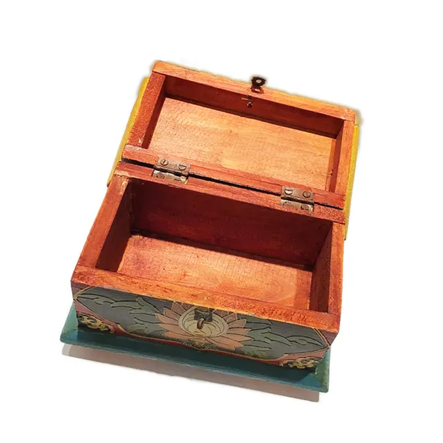 【十方佛教文物】蓮花尼泊爾手工木雕寶箱