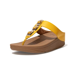 【FitFlop】FINO CRYSTAL LOCK TOE-POST SANDALS 寶石裝飾夾腳涼鞋-女(夕陽黃)