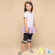 【Azio Kids 美國派】女童 內搭褲 褲腳蕾絲波浪蝴蝶結內搭褲(藍)