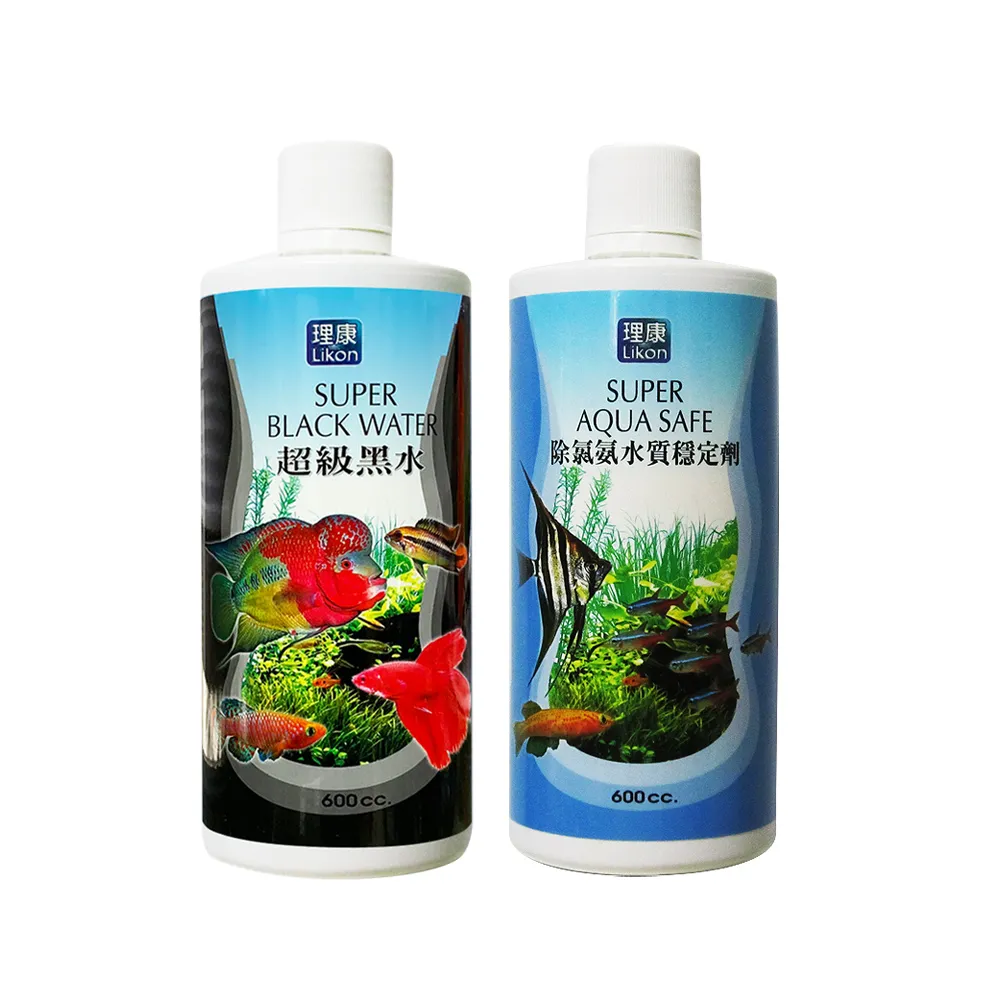 【LIKON 理康】水質處理系列_超級黑水+除氯氨水質穩定劑600C.C.(適合觀賞魚魚缸使用)