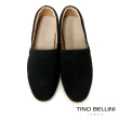 【TINO BELLINI 貝里尼】男款 牛皮草編拼接簡約百搭休閒鞋H4T0007-1(黑)
