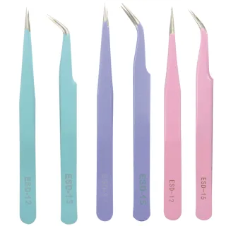 【F&G】不鏽鋼鑷子 馬卡龍色 鎳子 夾子 指甲彩繪 直尖 彎尖 睫毛夾(非磁性材質)