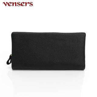 【Vensers】小牛皮潮流個性皮夾-(TC605101黑色長夾)