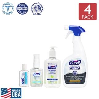 【Purell 普瑞來】乾洗手防護4入組合(30ml+60ml+354ml+946ml噴霧)