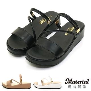 【Material瑪特麗歐】【全尺碼23-27】女鞋 涼鞋 MIT橫帶斜細帶厚底涼鞋 T927(涼鞋)