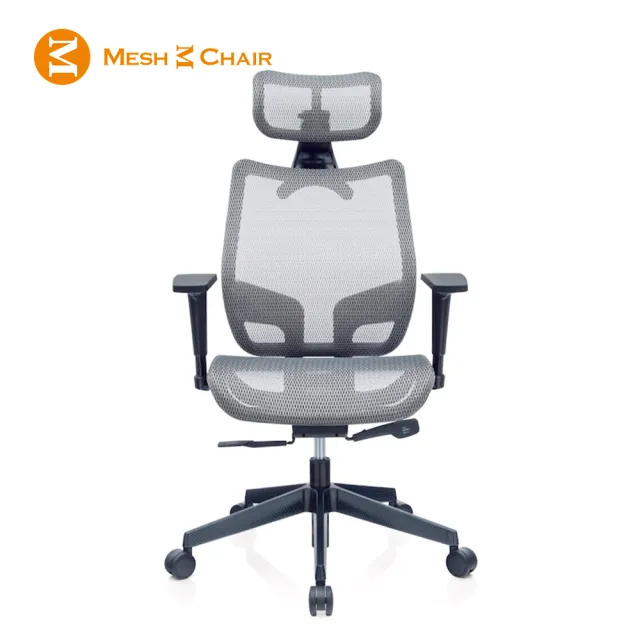 【Mesh 3 Chair】恰恰人體工學網椅-附頭枕-銀灰(人體工學椅、網椅、電腦椅)