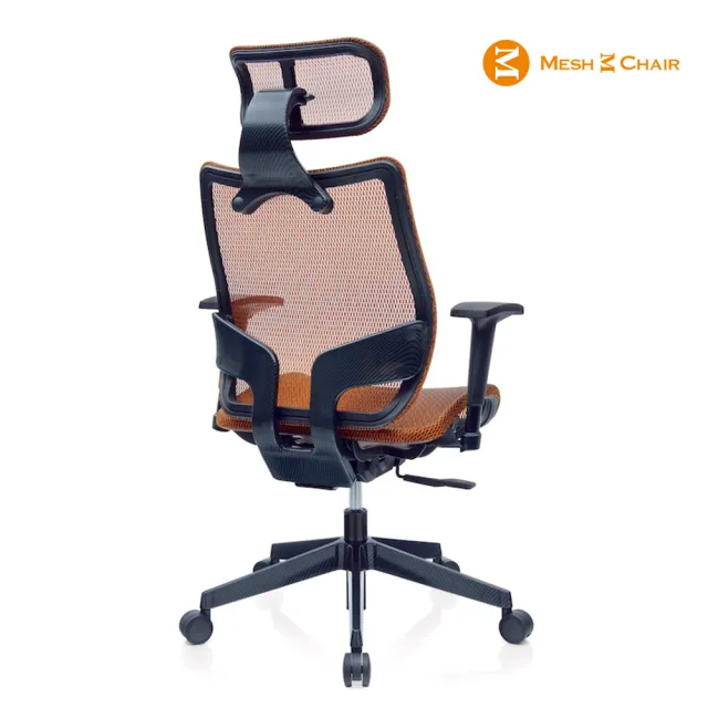 【Mesh 3 Chair】恰恰人體工學網椅-附頭枕-亮橘(人體工學椅、網椅、電腦椅)