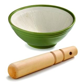 【GHIDINI】陶碗木杵磨搗組 / 研磨缽 磨藥機 搗泥器 杵臼 搗缽