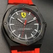 【Ferrari 法拉利】FERRARI法拉利男女通用錶型號FE00002(黑色錶面黑錶殼紅矽膠錶帶款)