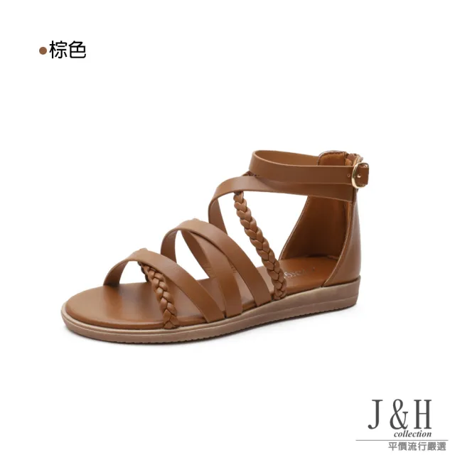【J&H collection】時尚經典露趾平底羅馬涼鞋(現+預  棕色 / 杏色 / 黑色)