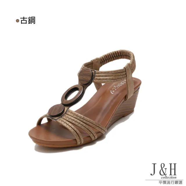 【J&H collection】休閒復古軟底高跟羅馬涼鞋(現+預  金色 / 古銅 / 黑色)