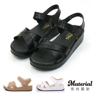 【Material瑪特麗歐】【全尺碼23-27】女鞋 涼鞋 MIT小交叉繞踝厚底涼鞋 T929(涼鞋)