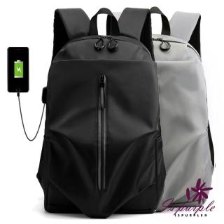 【iSPurple】極簡線型＊輕巧減壓充電筆電後揹包(2色可選)