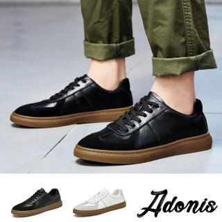 【Adonis】真皮休閒鞋/真皮頭層牛皮時尚異材質拼接個性休閒板鞋-男鞋(2色任選)