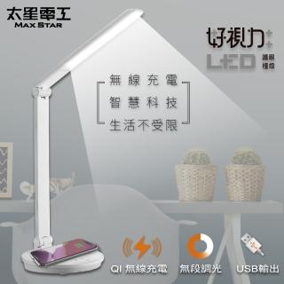 【太星電工】好視力LED無線充電護眼檯燈5W /水晶白-USB輸出功能(UTA968W)