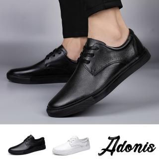 【Adonis】真皮休閒鞋 厚底休閒鞋/真皮頭層牛皮布洛克雕花綁帶厚底休閒鞋-男鞋(2色任選)