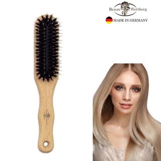 【BRAUN WETTBURG 珀薇】德國製 好好握長形豚鬃纖維氣墊好按摩梳(氣墊好按摩梳/梳頭按摩美容/99狂購)