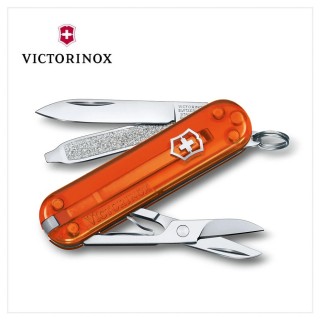 【VICTORINOX 瑞士維氏】Fire Opal 經典7用瑞士刀款 58mm/透橘色(0.6223.T82G)