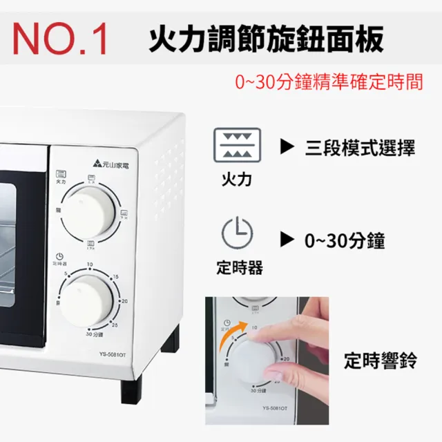 【元山】8L多功能定時電烤箱(YS-5081OT)