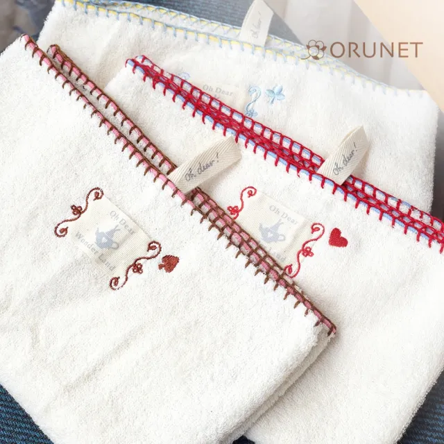 【Orunet】日系清新有機棉毛巾(棕色/藍色/紅色)